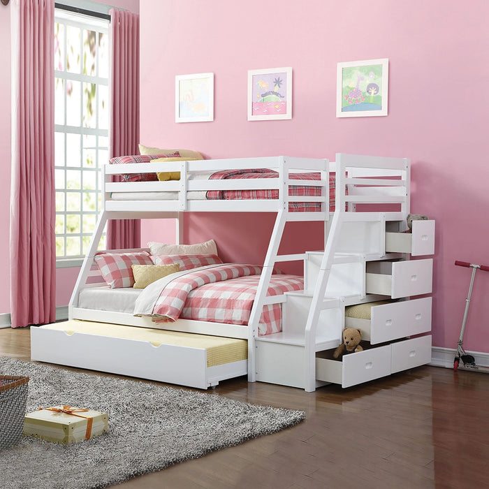 Bunk Bed (T/F) w/Trundle (Full) & Storage