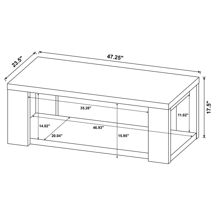 Pavone Open-Shelf Coffee and End Table Set - Dark Rustic Mango 3-Piece Set