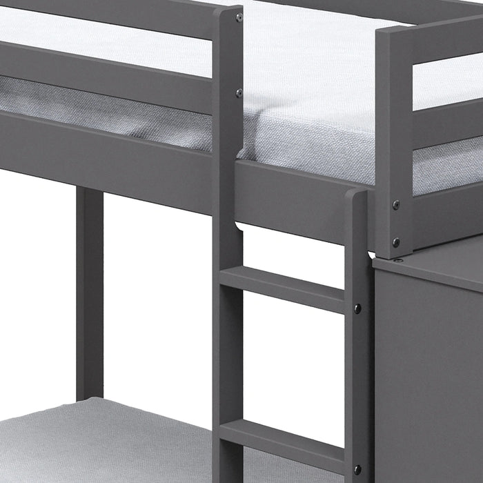 Bunk Bed (T/T) w/4 Drawers & 3 Compartments